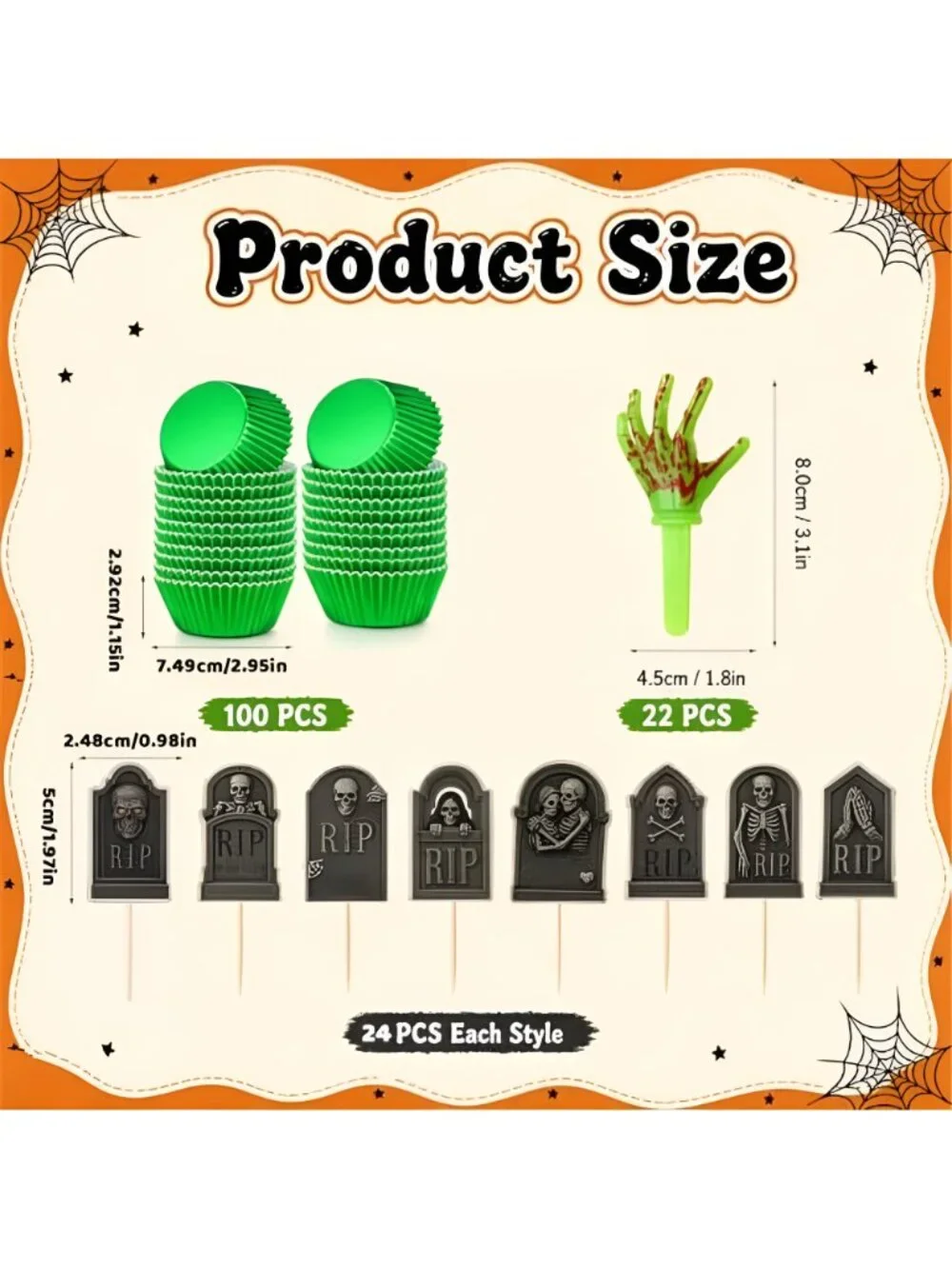 22 sets Zombie Hands for Cupcakes, Halloween Cupcake Toppers and Decorations